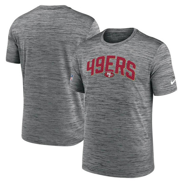 Men's San Francisco 49ers Gray Sideline Velocity Stack Performance T-Shirt - Click Image to Close